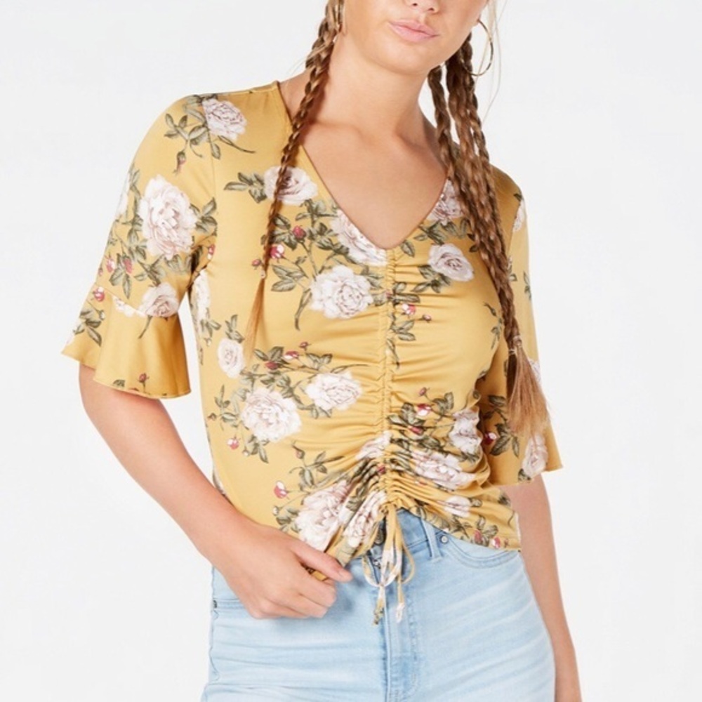 Ultra Flirt by Ikeddi Juniors' Printed Ruched Top